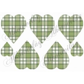 Négyzetrácsos szívek zöld-fehér színben