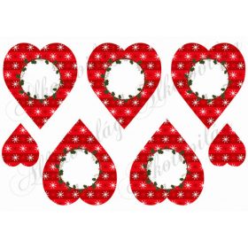 Piros szívek hópelyhekkel, magyal koszorúval