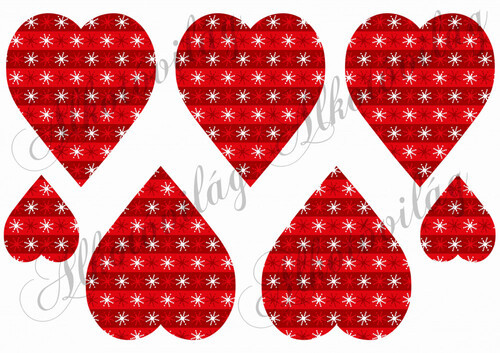 Piros szívek hópelyhekkel