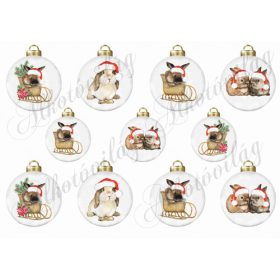 Vintage karácsonyi gömbök CUKI MIKULÁSSAPKÁS NYUSZIKKAL