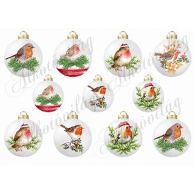 Vintage karácsonyi gömbök KISMADARAKKAL 2