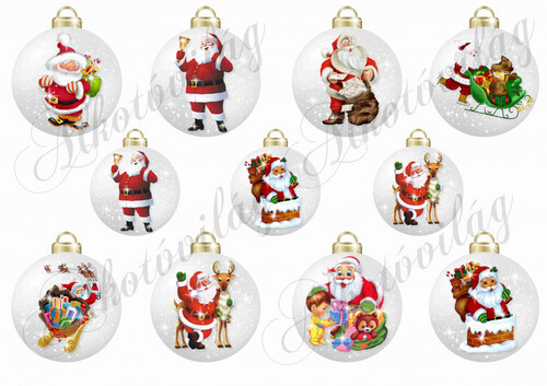 Vintage karácsonyi gömbök MIKULÁSOKKAL