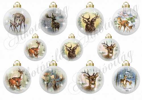 Vintage karácsonyi gömbök SZARVASOKKAL