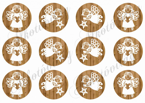 Angyalkák fa korongokon