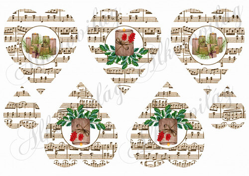 Barna kottás szívek karácsonyi gyertyákkal