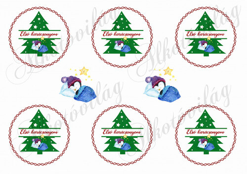 Első karácsonyom fenyőfával, cuki pingvinnel