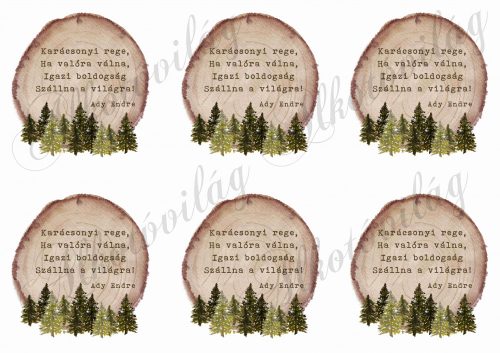 wooden rings with pine trees with christmas rege quote