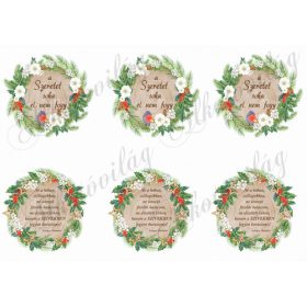 Kétféle idézet fa korongon karácsonyi koszorúban