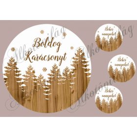  Téli táj NAGYBAN Boldog Karácsonyt felirattal + kis körök