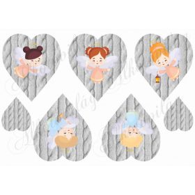 Angyalkák kötött mintás szíveken