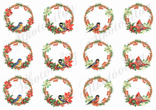 Kismadarak koszorúkban- 12 db