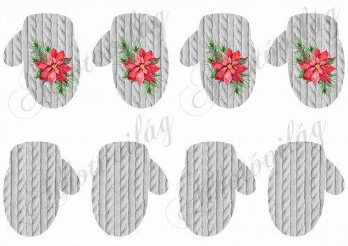 Mikulásvirágok kötött kesztyűkön