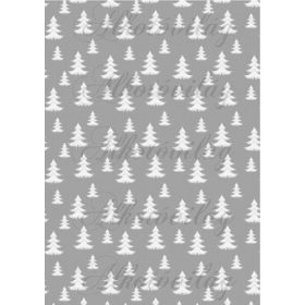 Szürke alapon kicsi és nagy fenyőfák
