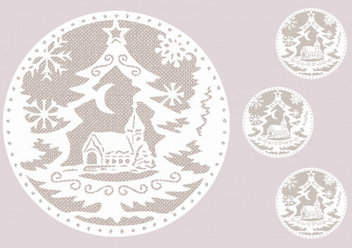 Téli táj szövet háttérrel nagyban + kis körökben