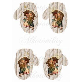   Kötött mintás kesztyű DUPLA vintage mintával, csillagokkal, hópelyhekkel