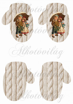 Kötött mintás kesztyű vintage mintával