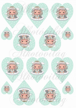 Szépséges angyalka mentás szíveken hóesésben KICSIBEN