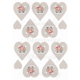   Szépséges angyalka mikulásvirágos koszorúval szövet textúrájú szíveken KICSIBEN