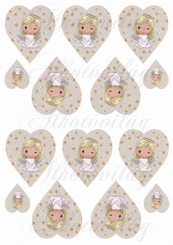 blonde beautiful angel with stars on hearts with fabric texture small