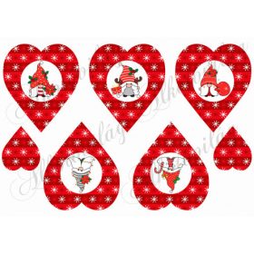 Cuki karácsonyi manók hópelyhes szívekben- SZEMEKKEL