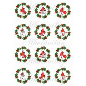 Cuki karácsonyi manók piros masnis koszorúkban - KICSIBEN