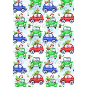 Karácsonyi kisautók kék és zöld színben