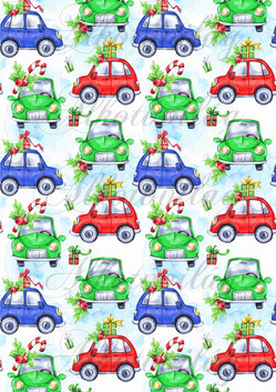 Karácsonyi kisautók kék és zöld színben