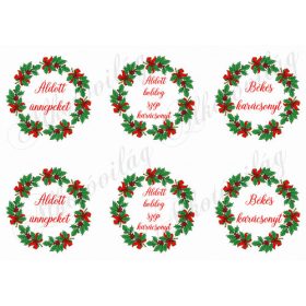 Karácsonyi koszorúk piros masnikkal - FELIRATOKKAL