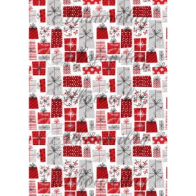 Piros-szürke ajándékcsomagok fehér alapon