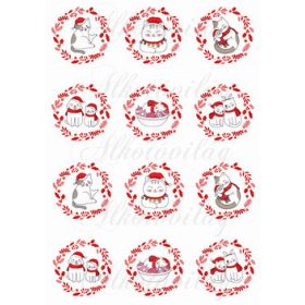   Tüneményes cicusok mikulássapkában karácsonyi koszorúkkal KICSIBEN