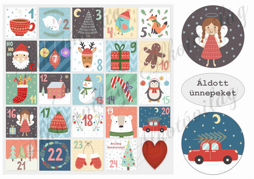 Adventi naptár retro színekben cuki figurákkal