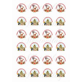 Karácsonyi kör címkék hóemberrel, pingvinekkel