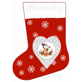 Mikuláscsizma pöttyös szíven cuki hóemberrel