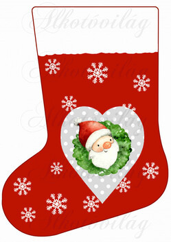 Mikuláscsizma pöttyös szíven cuki mikulással