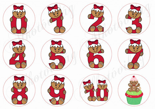 Mézeskalács számok 0-10 PIROSBAN