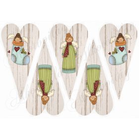 Angyalkák fa struktúrájú hosszúkás szíveken