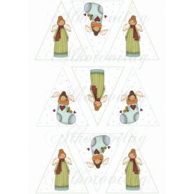   Cuki mosolygós angyalkák háromszögekben karácsonyfadíszhez