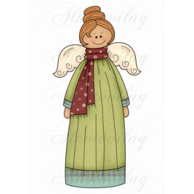 Hosszú zöld ruhás angyalka MOSOLYGÓSAN