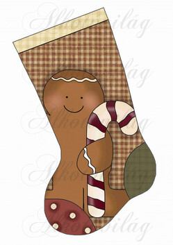 Mikuláscsizma mosolygós mézibabával és cukorkabottal