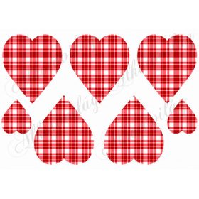 Négyzetrácsos szívek PIROS -fehér színben