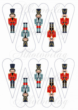 Diótörő figurák hosszúkás szívekben KICSIBEN