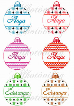 Karácsonyfa gömbök ANYA, ANYU, ÉDESANYA feliratokkal