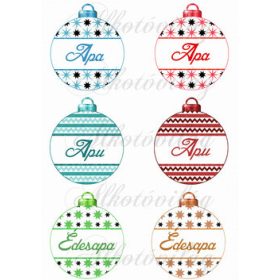 Karácsonyfa gömbök APA, APU, ÉDESAPA feliratokkal