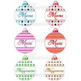 Karácsonyfa gömbök MAMA, MAMI, NAGYMAMA feliratokkal