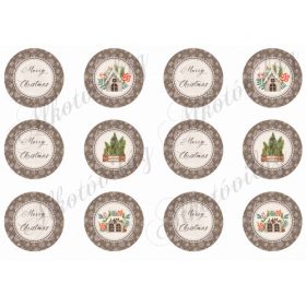 Karácsonyi házikók és MERRY CHRISTMAS felirat körökben