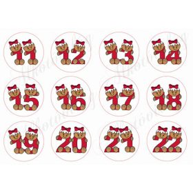 Mézeskalács számok adventi számokhoz 11-22 PIROSBAN