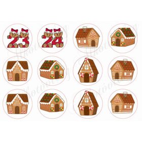   Mézeskalács számok adventi számokhoz 23-24 PIROSBAN + mézeskalács házak