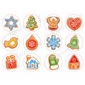 Színes mézeskalács figurák körökben