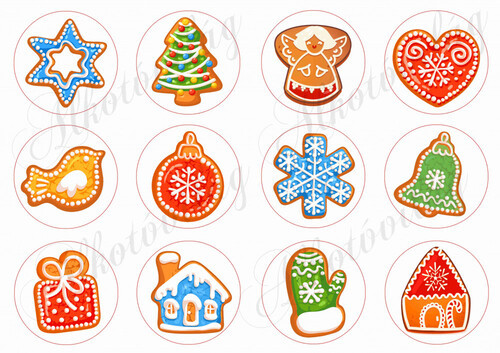 Színes mézeskalács figurák körökben