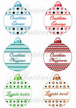 Karácsonyfa gömbök LEGJOBB TESTVÉR, LEGJOBB BARÁT stb feliratokkal